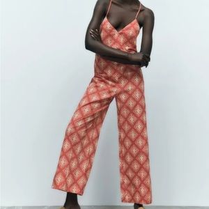 ZARA Terracotta Printed Jami Jumpsuit